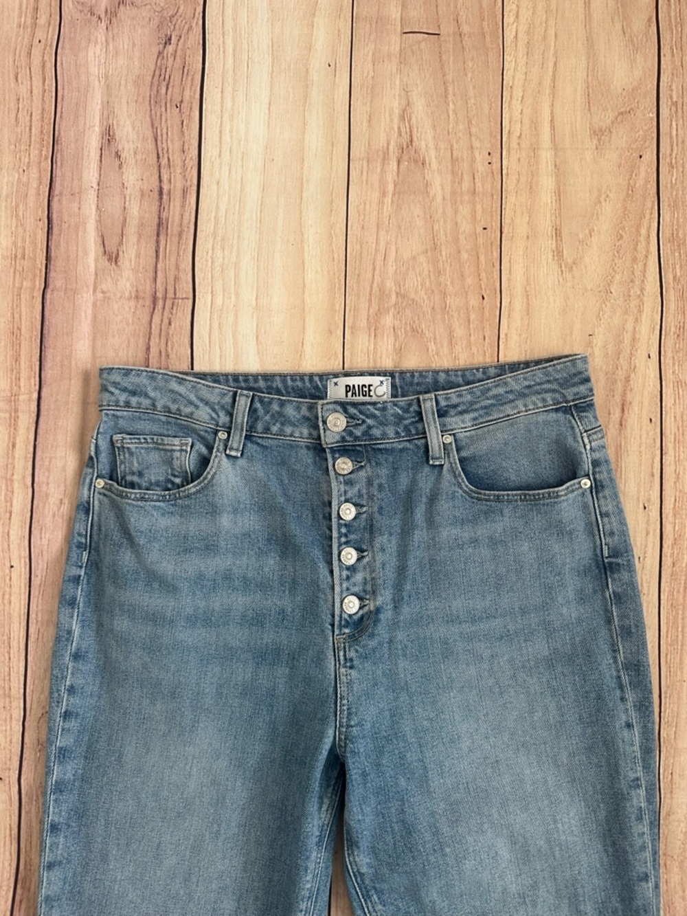 PAIGE High-Rise Button-Fly sarah slim Women's Jeans in Light Blue‎ - Picture 2 of 7